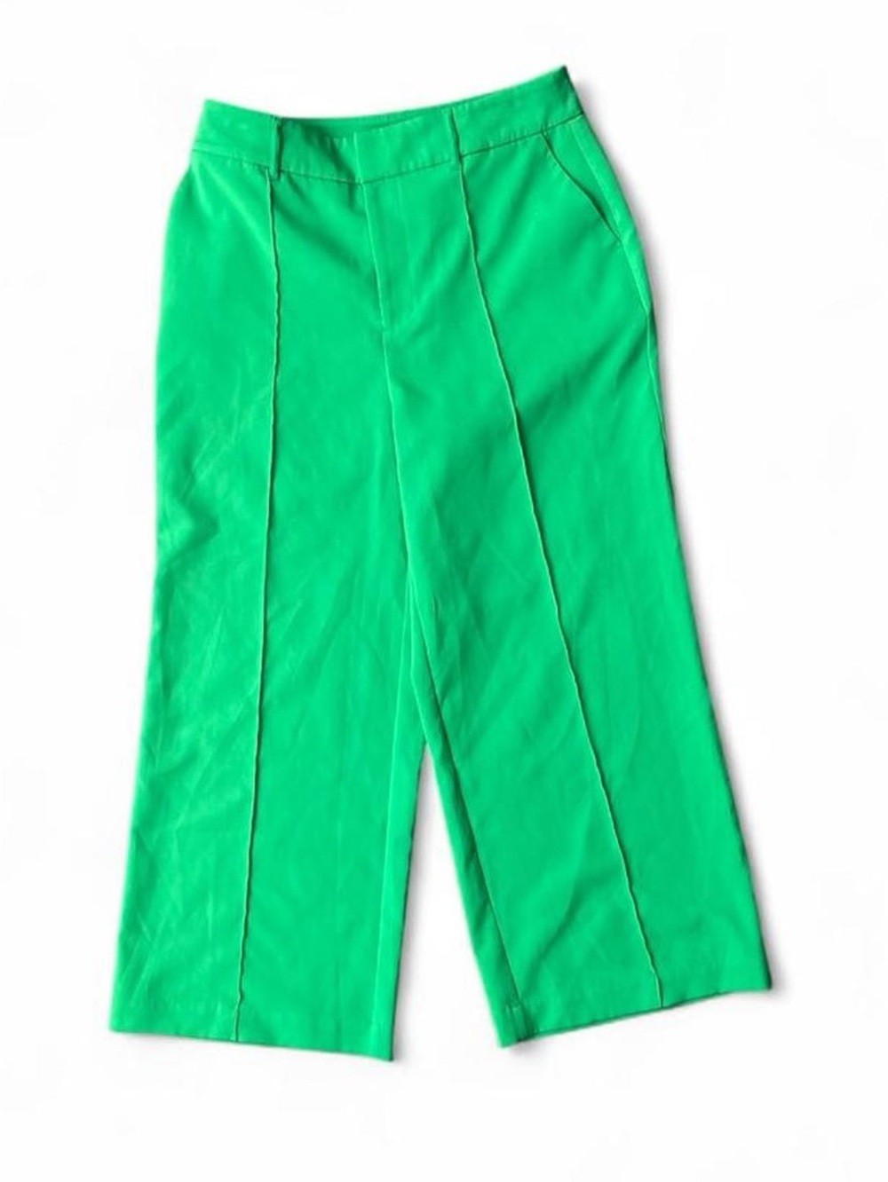 Ava & Viv Bright Green Wide Leg Pants – High Rise Tailored (16)